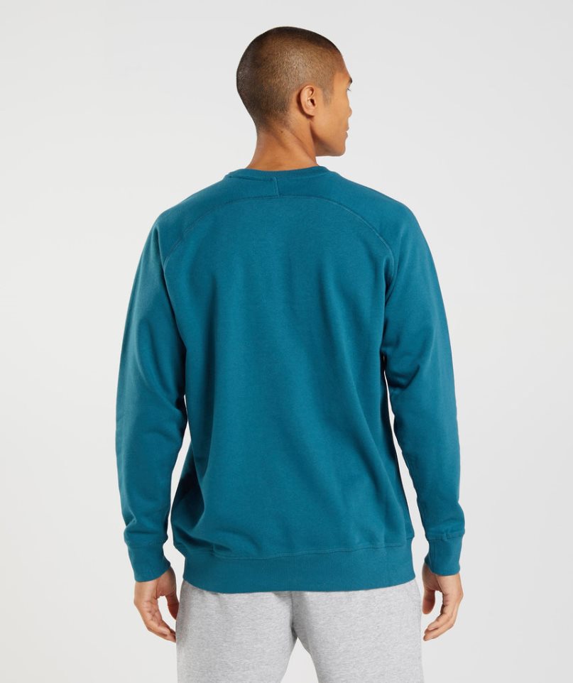 Men's Gymshark Apollo Crew Sweatshirts Turquoise | CA 7N1D03